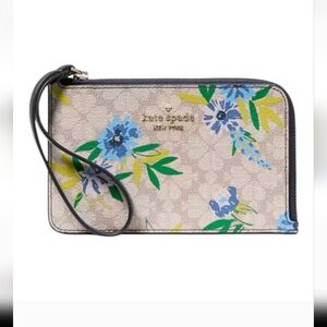 Kate Spade Lucy Spade Flower Floral Small L-zip Wristlet